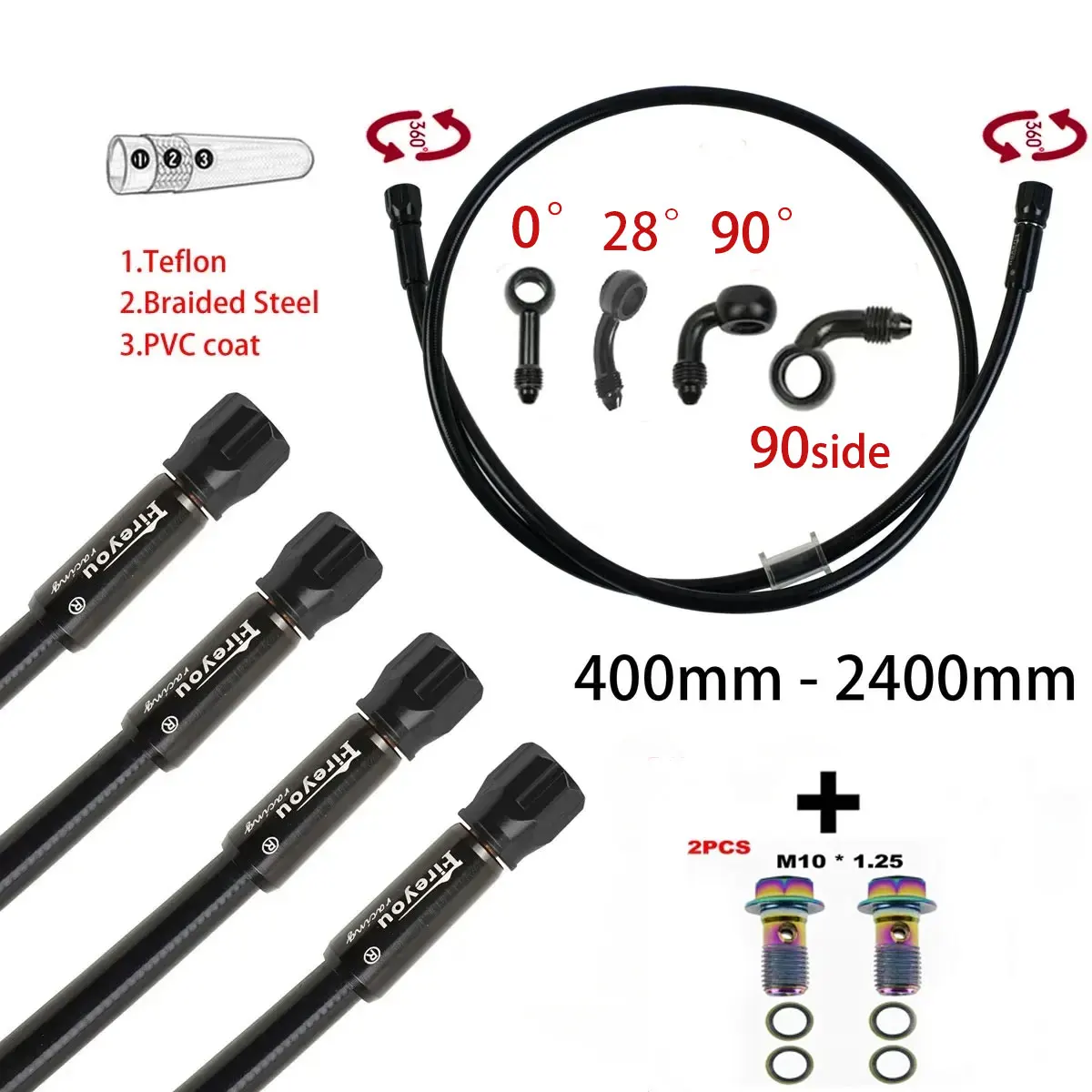 AN3 Braided Brake Hose Motorcy - Motorcycle Brake Cable ulasan dan harga